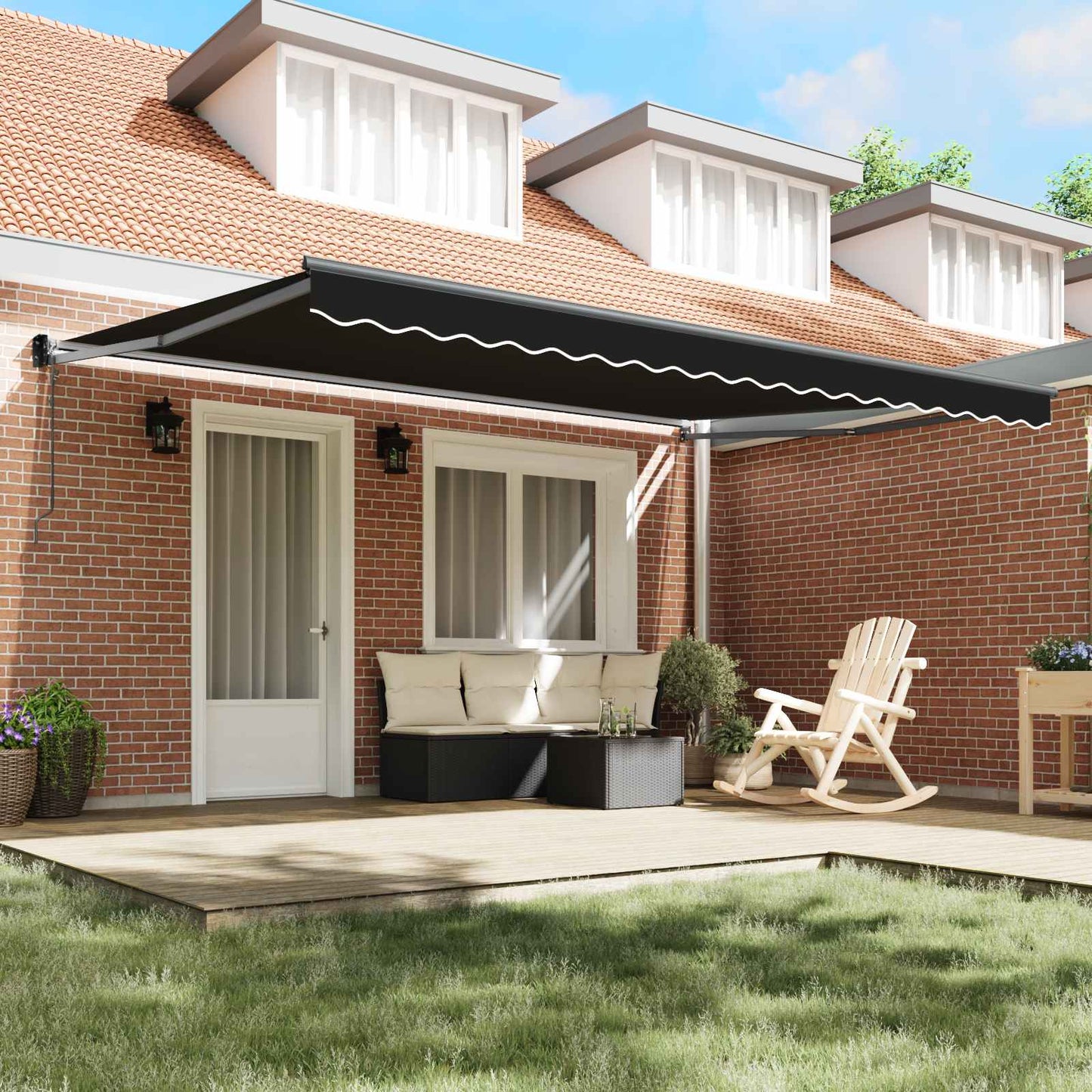 Tenda Retrattile Nero 450 × 300 cm Poliestere e Alluminio