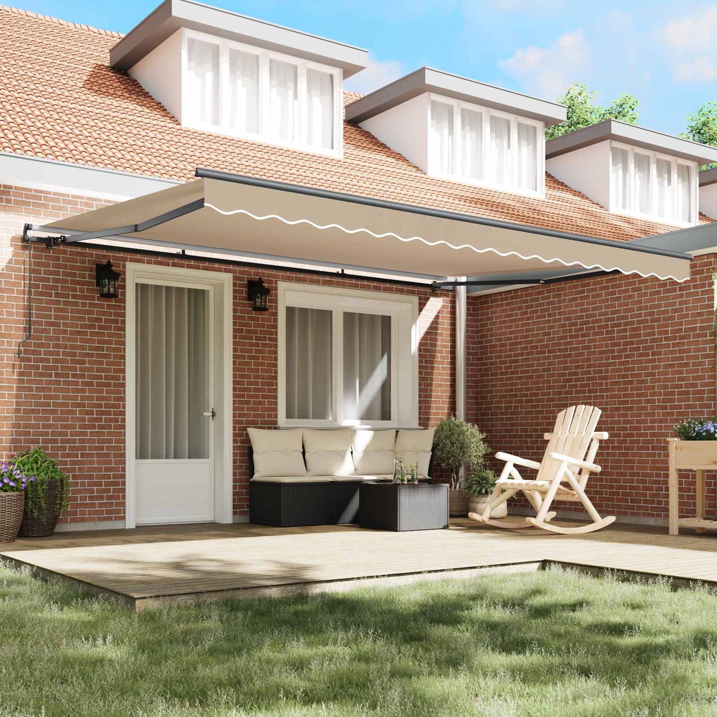 Tenda Retrattile Beige 450 Ãƒâ€” 300 cm Poliestere e Acciaio