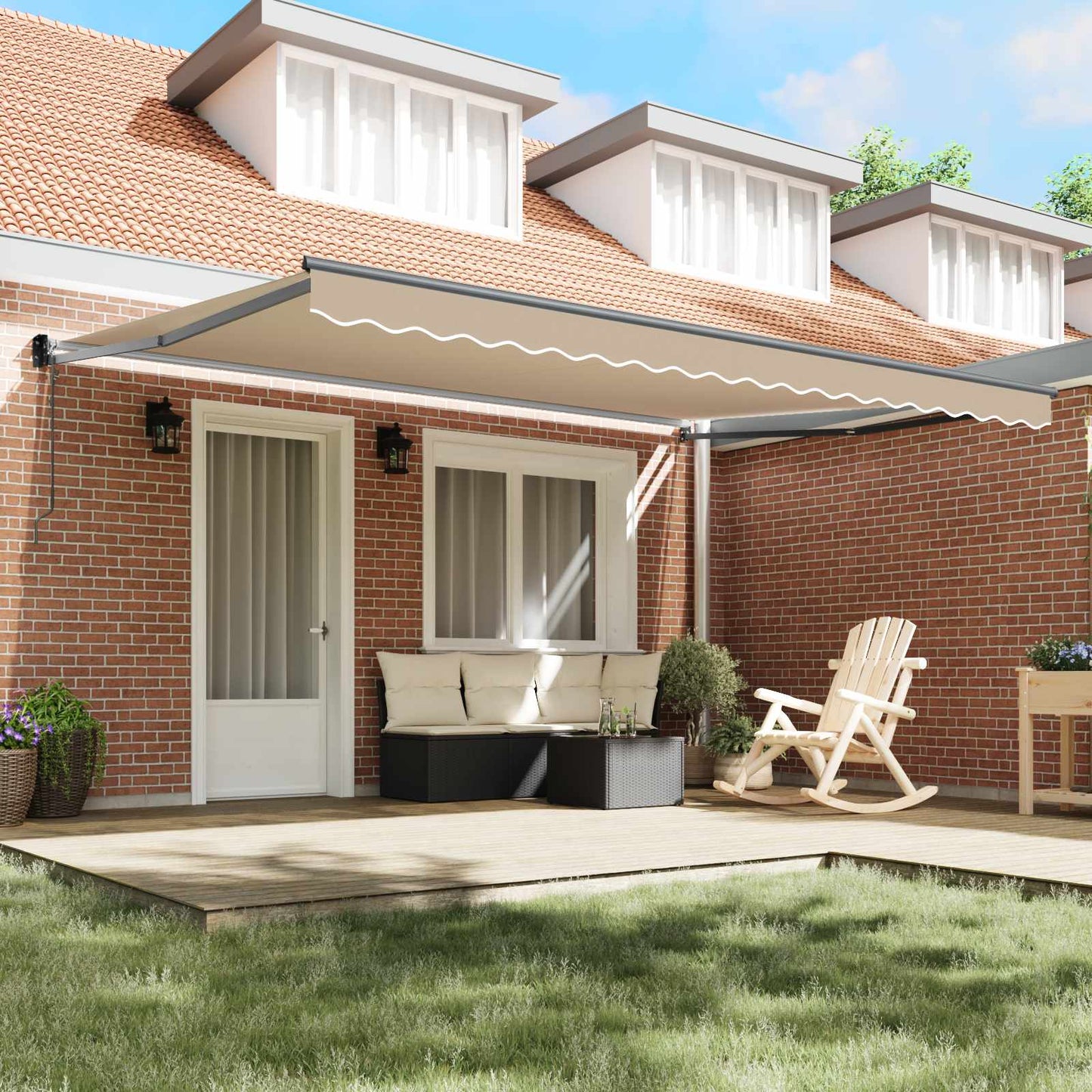 Tenda da Sole Beige 450 x 300 x 165 cm Poliestere e Metallo