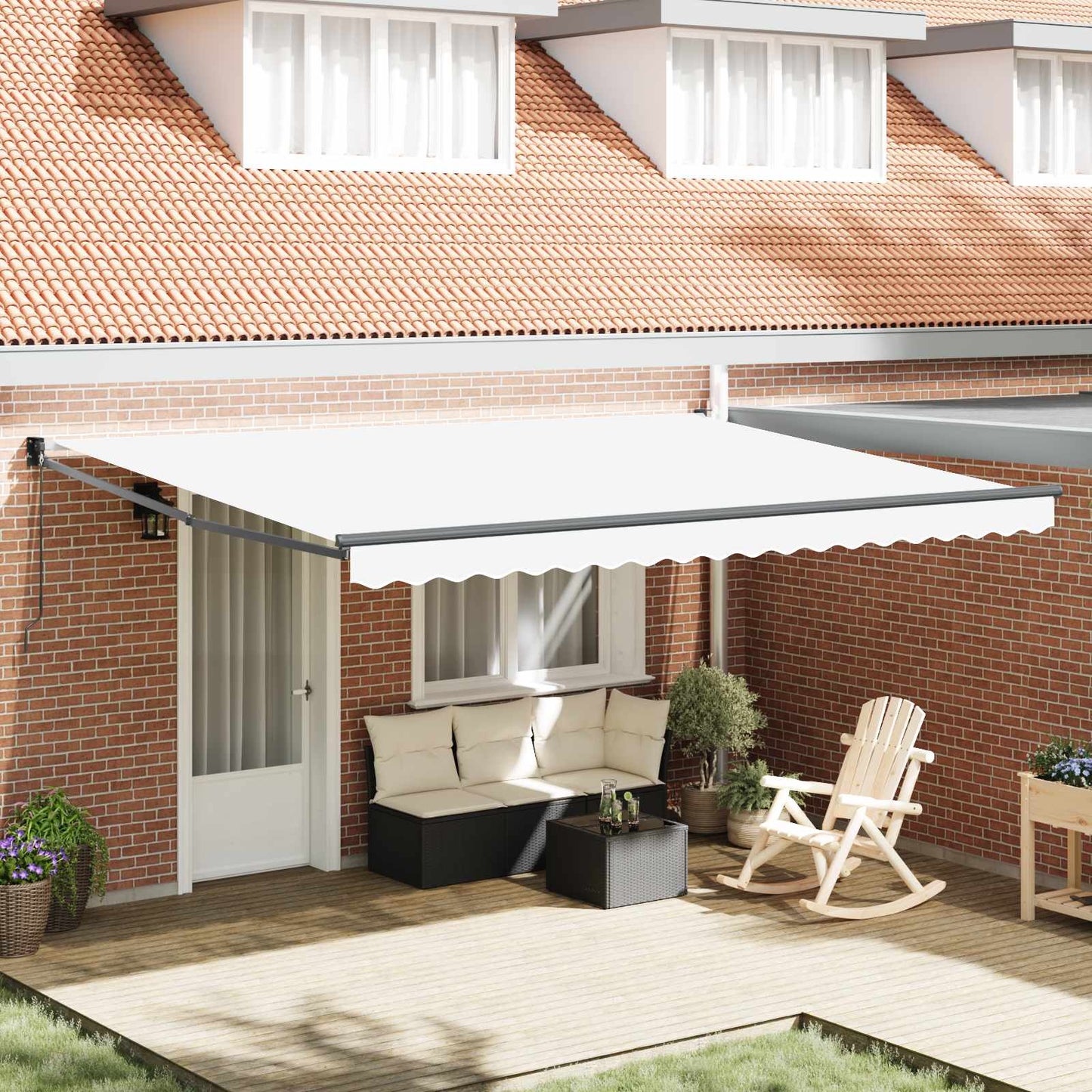 Tenda da Sole Bianco 450 x 300 x 165 cm Poliestere e Metallo