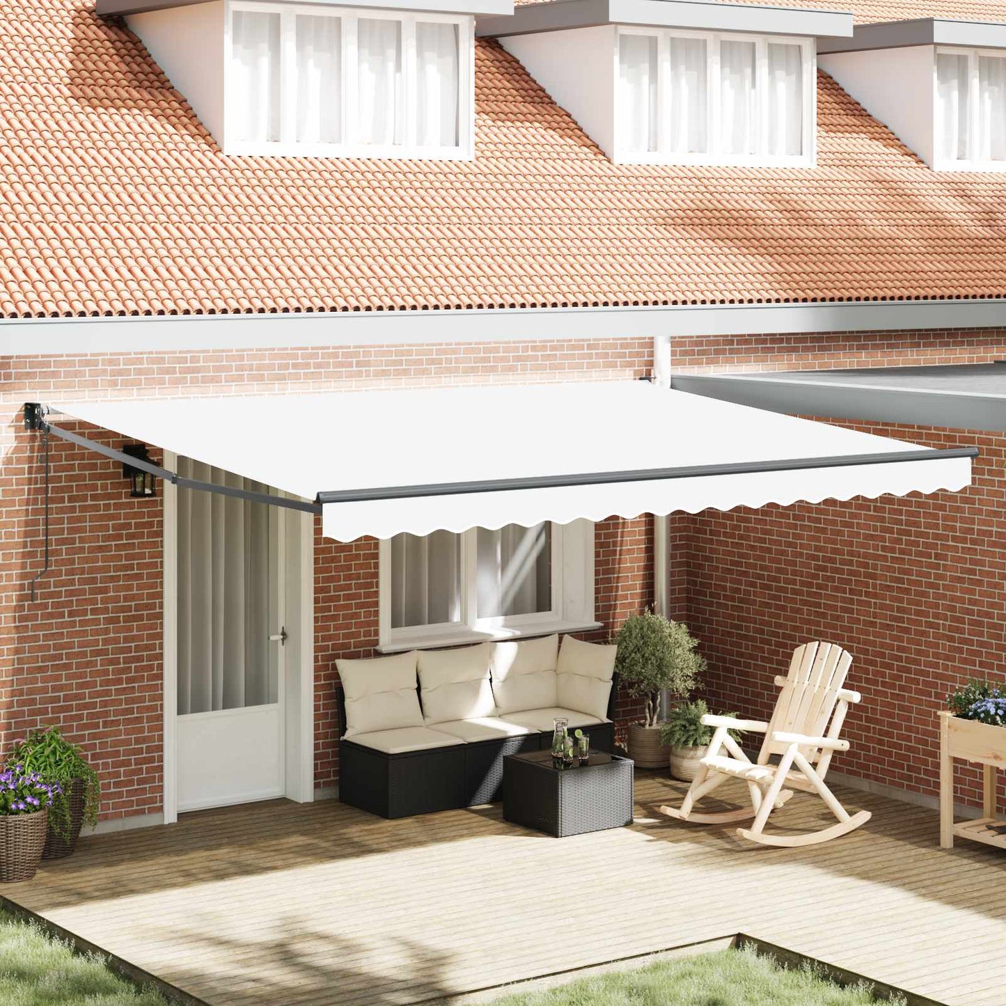 Tenda da Sole Bianco 450 x 300 x 165 cm Poliestere e Metallo