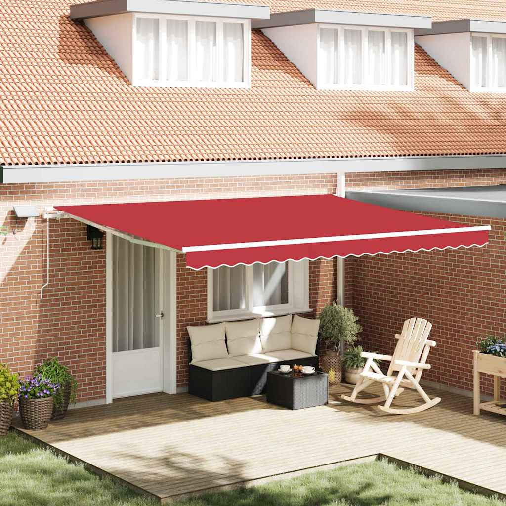 Tenda Retrattile Rosso 450 × 300 cm Tessuto e acciaio