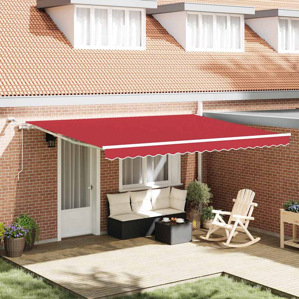 Tenda Retrattile Rosso 450 × 300 cm Poliestere e Metallo