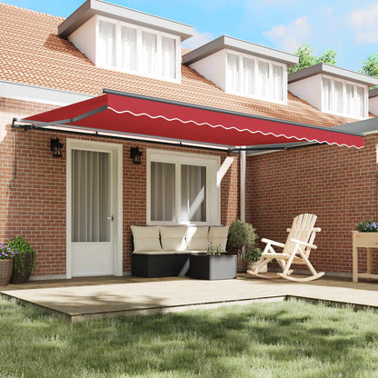 Tenda Retrattile Rosso 450 × 300 cm Poliestere e Acciaio