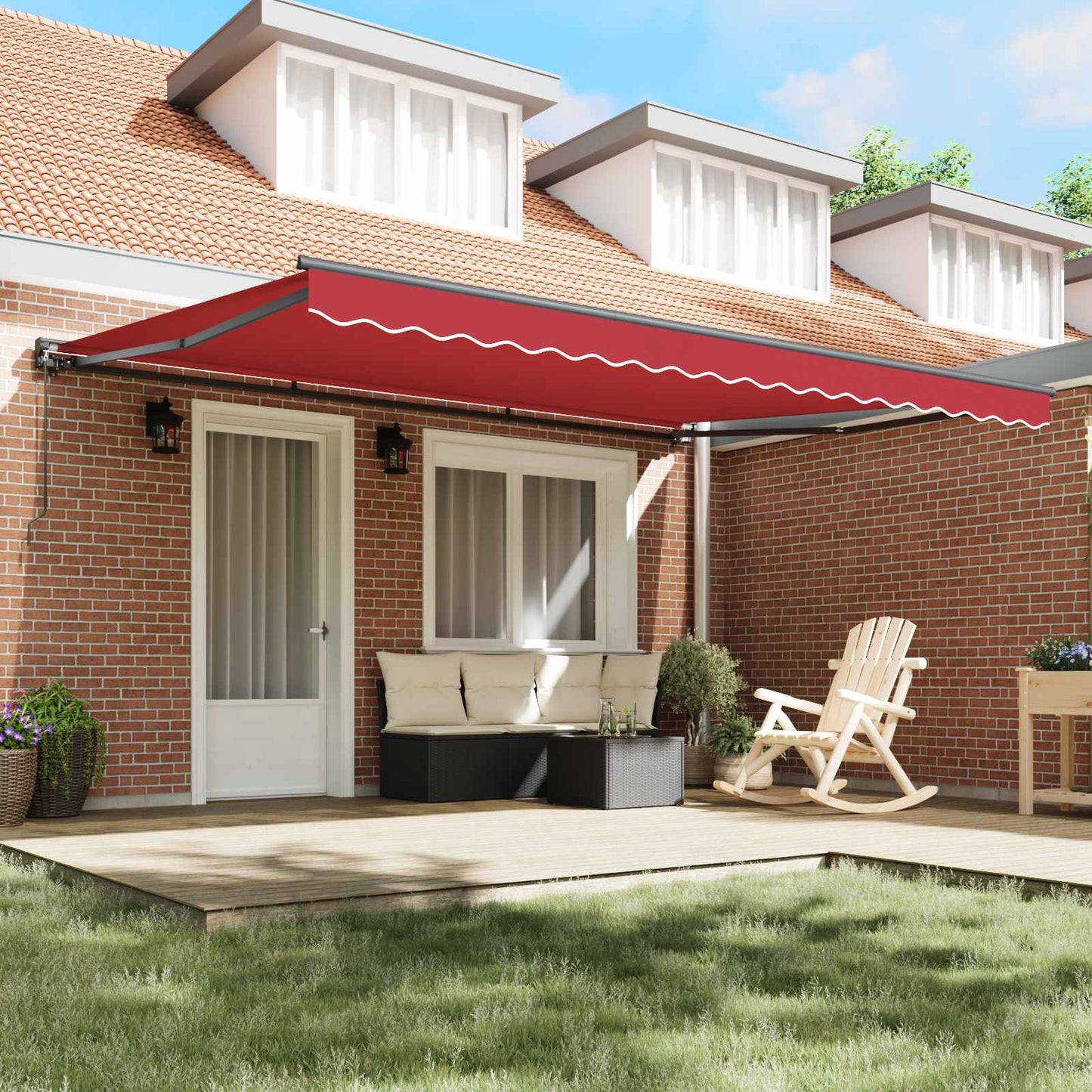 Tenda Retrattile Rosso 450 × 300 cm Alluminio e Tessuto