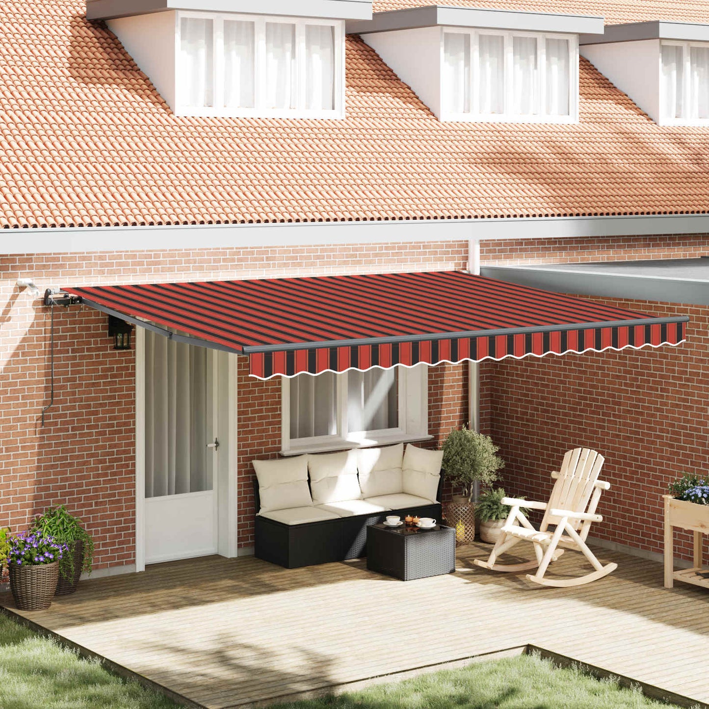Tessuto per Tenda arancione e marrone 450 Ãƒâ€” 350 cm Poliestere