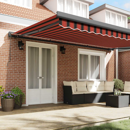 Tenda Retrattile Rosso e Nero 500 Ãƒâ€” 300 cm Tessuto e Metallo
