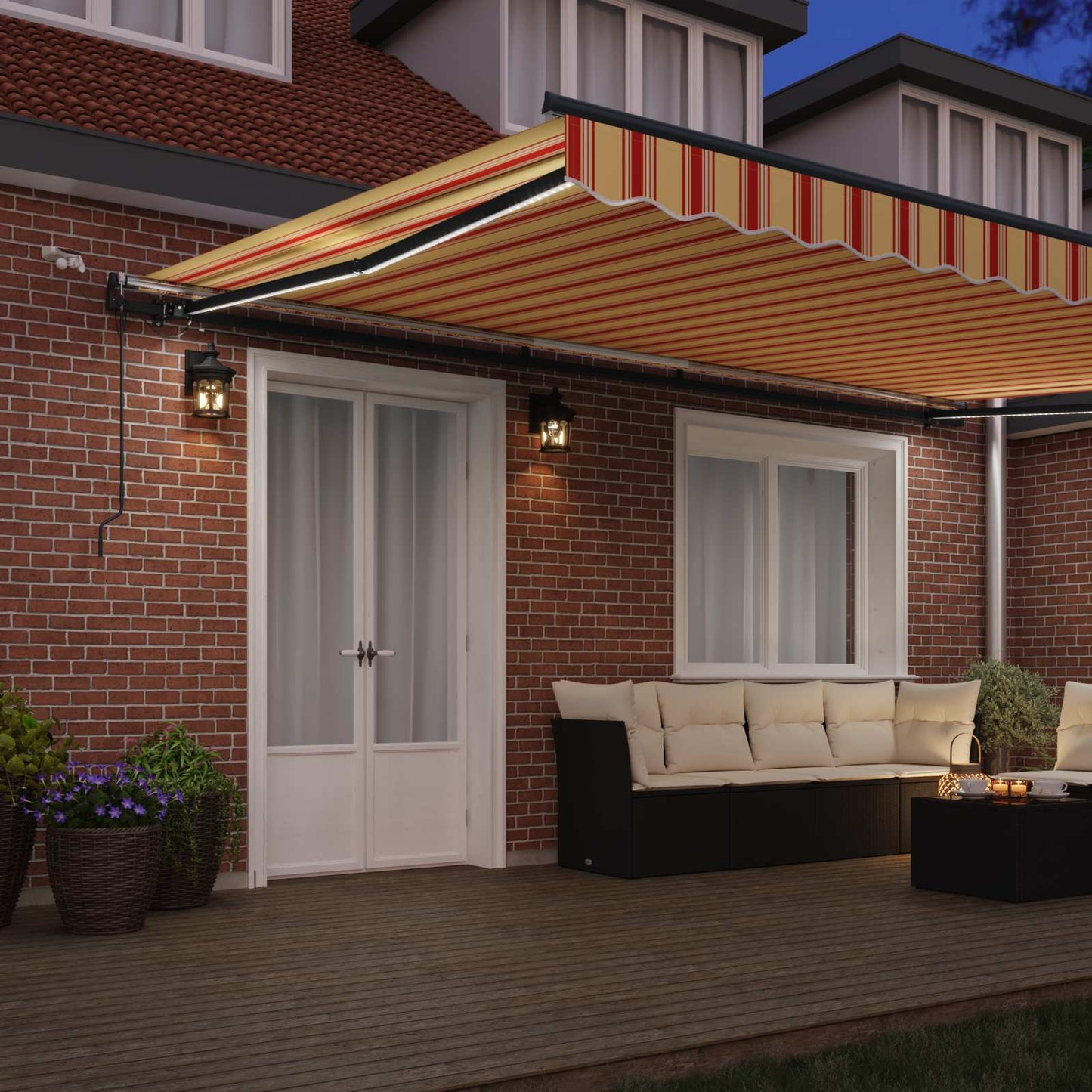 Tessuto per Tenda Giallo e Arancione 500 Ãƒâ€” 350 cm Poliestere