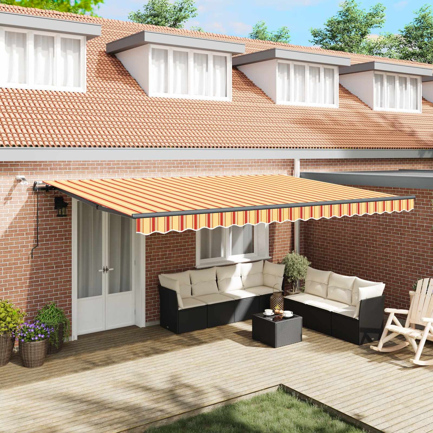 Tessuto per Tenda Giallo e Arancione 500 Ãƒâ€” 350 cm Poliestere