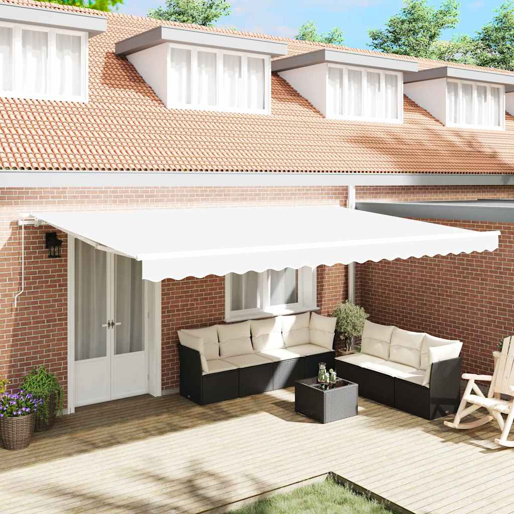 Tenda Retrattile Bianco 500 Ãƒâ€” 350 cm Poliestere e Alluminio