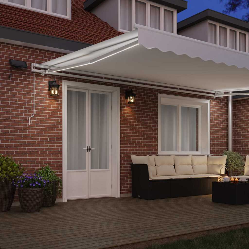 Tenda Retrattile Bianco 500 Ã— 350 cm Tessuto e acciaio