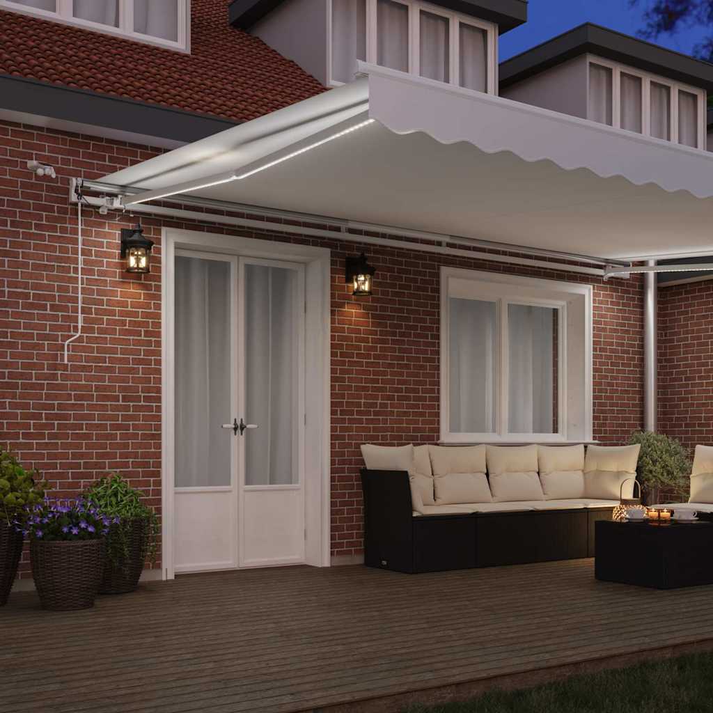 Tenda Retrattile Bianco 500 Ã— 350 cm Poliestere e Metallo