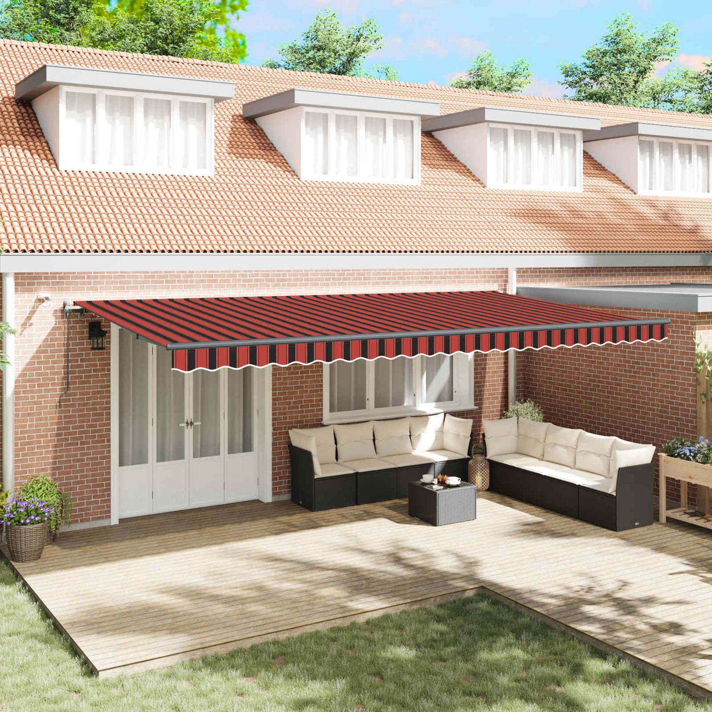 Tessuto per Tenda arancione e marrone 600 Ãƒâ€” 300 cm Poliestere