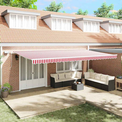 Tenda Retrattile Rosso e Bianco 600 Ã— 300 cm Tessuto e acciaio