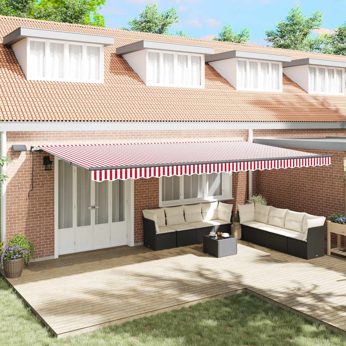 Tenda Retrattile Rosso e bianco 600 Ã—300 cm Tessuto