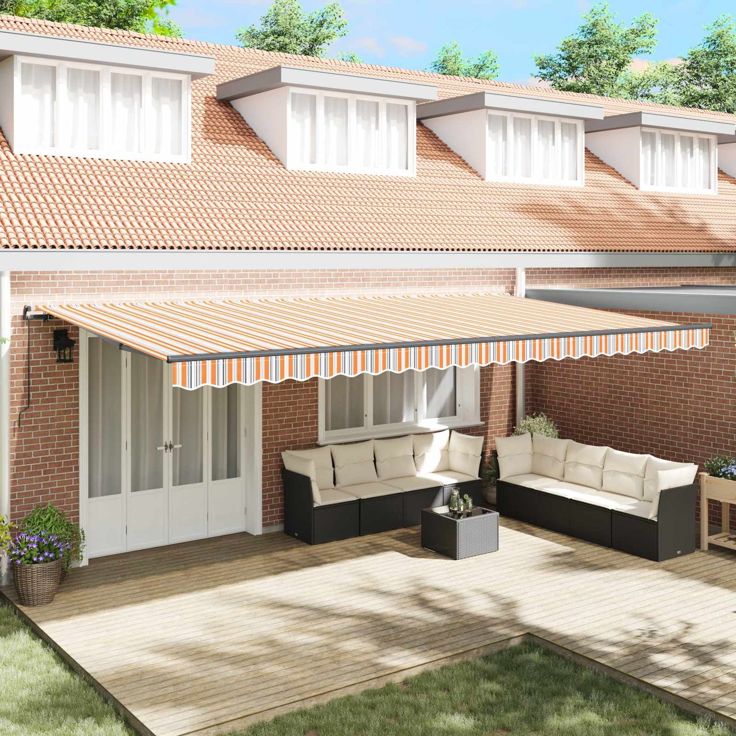 Tenda Retrattile Multicolore 600 × 300 cm Poliestere e Acciaio