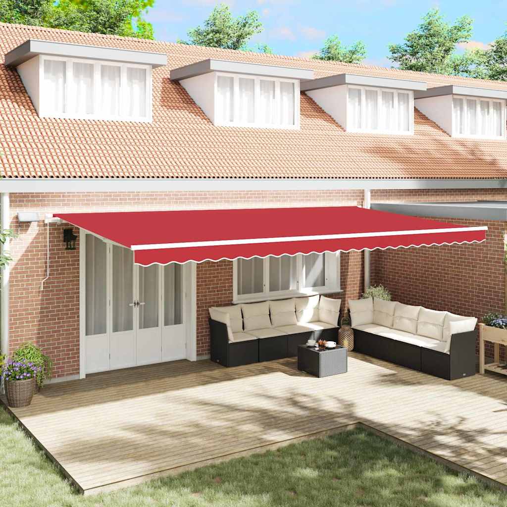 Tenda Retrattile Rosso 600 × 300 cm Tessuto e acciaio