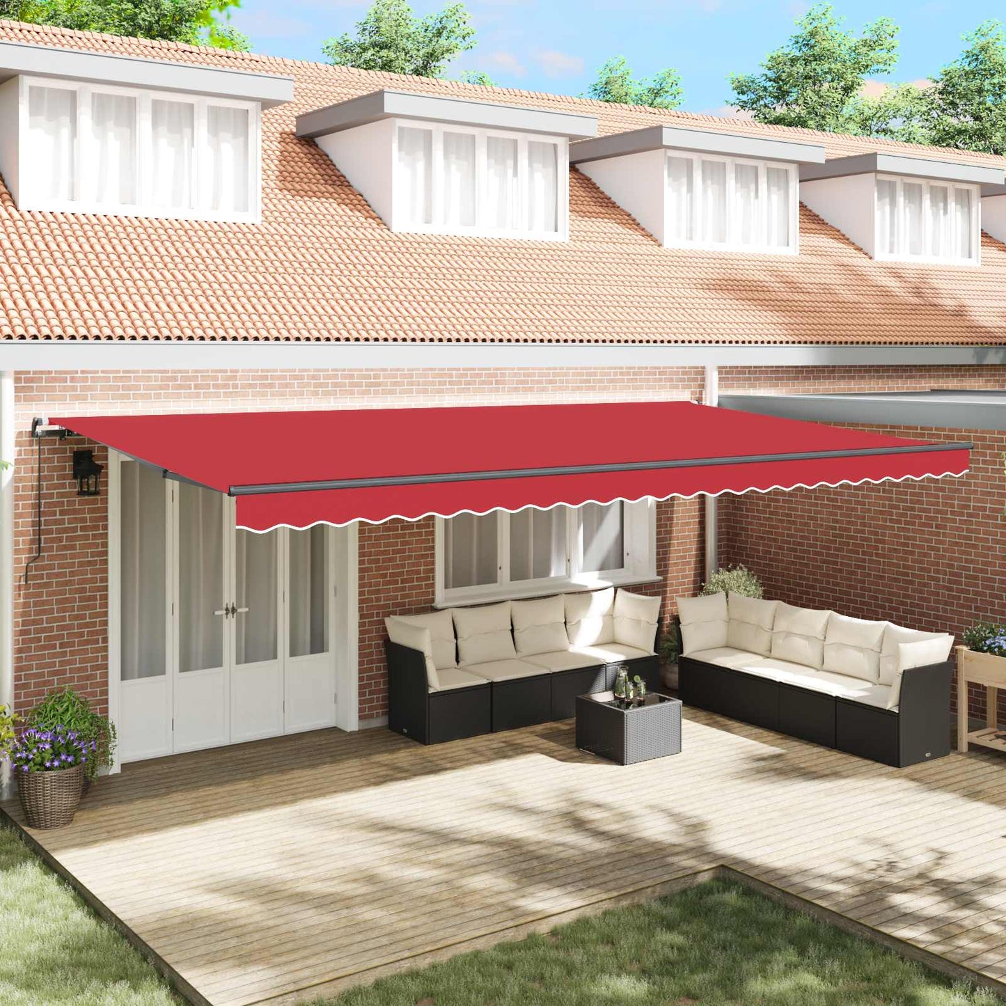 Tenda Retrattile Rosso 600 × 300 cm Poliestere e Acciaio