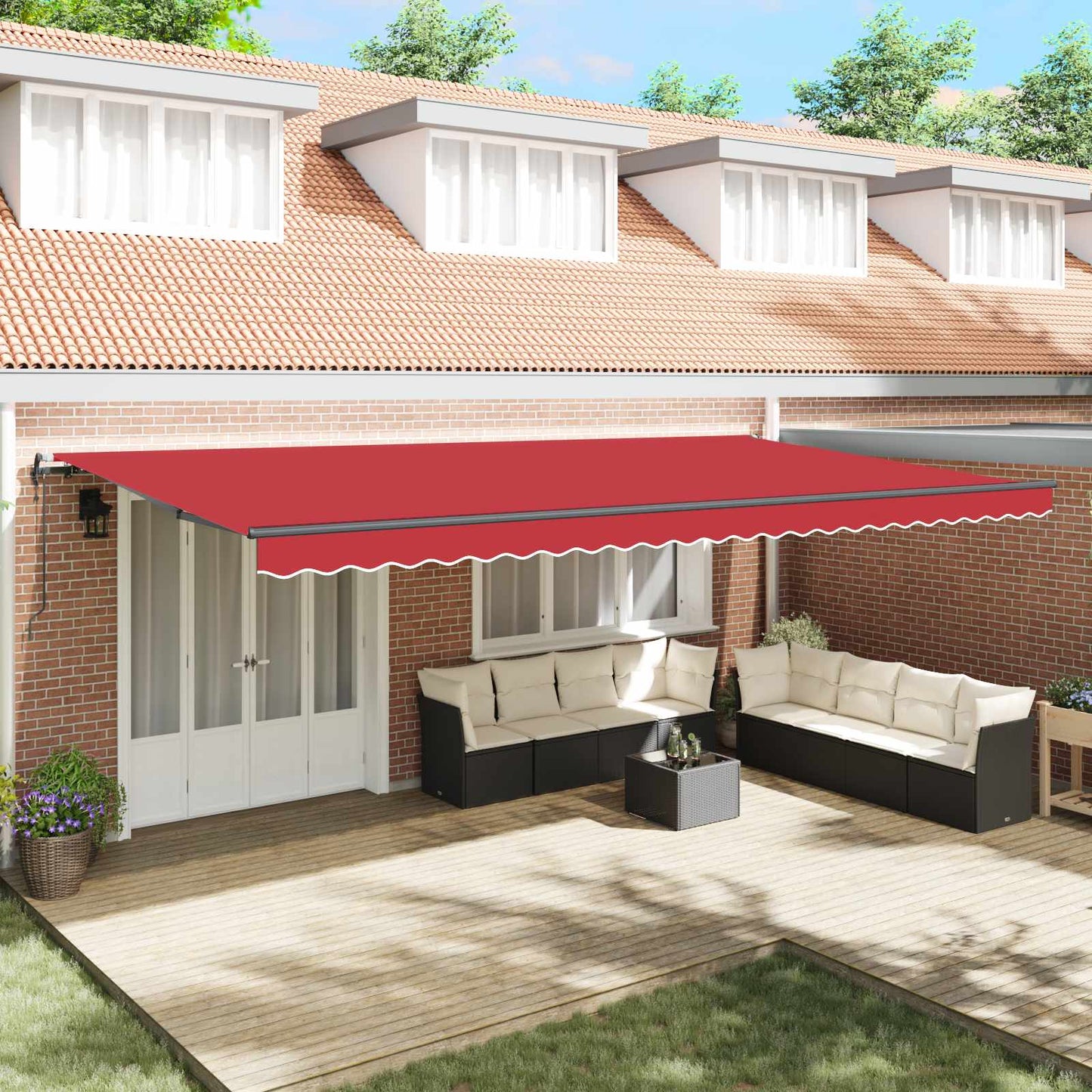 Tenda Retrattile Rosso 600 × 300 cm Tessuto e Alluminio