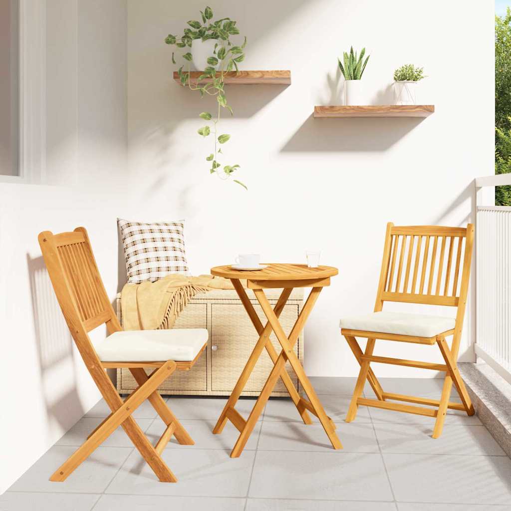 Sedia pieghevole 2 pcs Marrone Legno massello di acacia