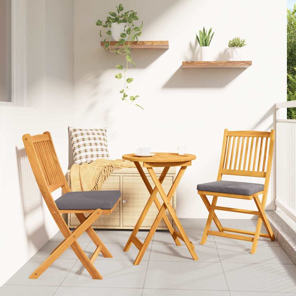 Sedia pieghevole 2 pcs Marrone Legno massello di acacia