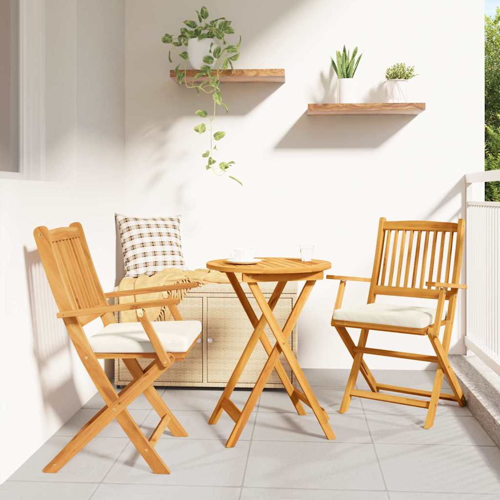 Sedia pieghevole 2 pcs Marrone Legno massello di acacia