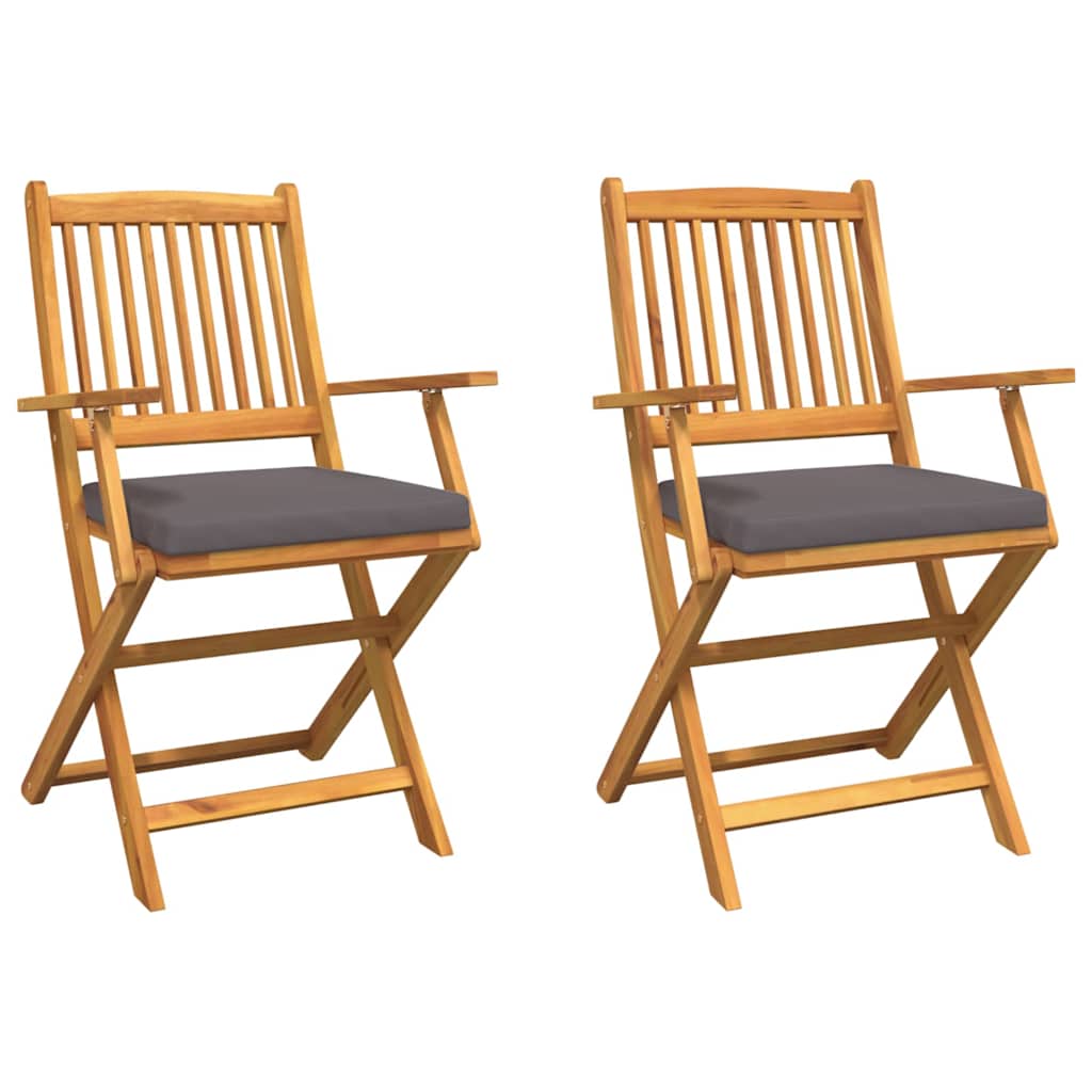Sedia pieghevole 2 pcs Marrone Legno massello di acacia