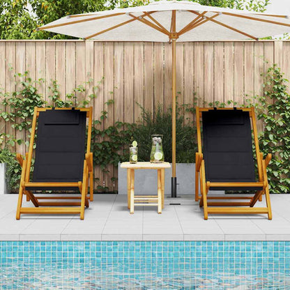 Sedia da spiaggia 2 pcs Marrone x Legno massello di acacia