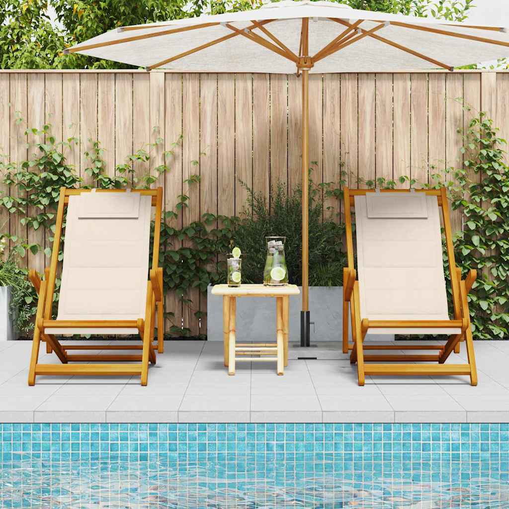 Sedia da spiaggia 2 pcs Marrone x Legno massello di acacia
