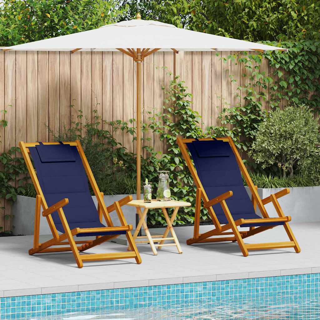 Sedia da spiaggia 2 pcs Marrone x Legno massello di acacia
