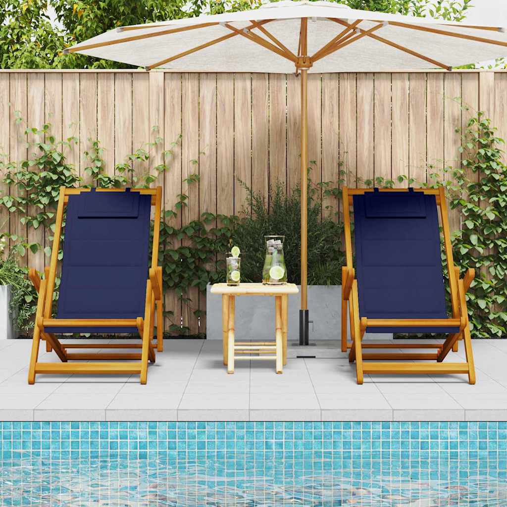 Sedia da spiaggia 2 pcs Marrone x Legno massello di acacia