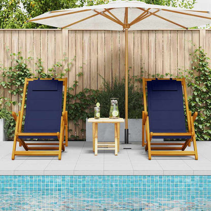 Sedia da spiaggia 2 pcs Marrone x Legno massello di acacia