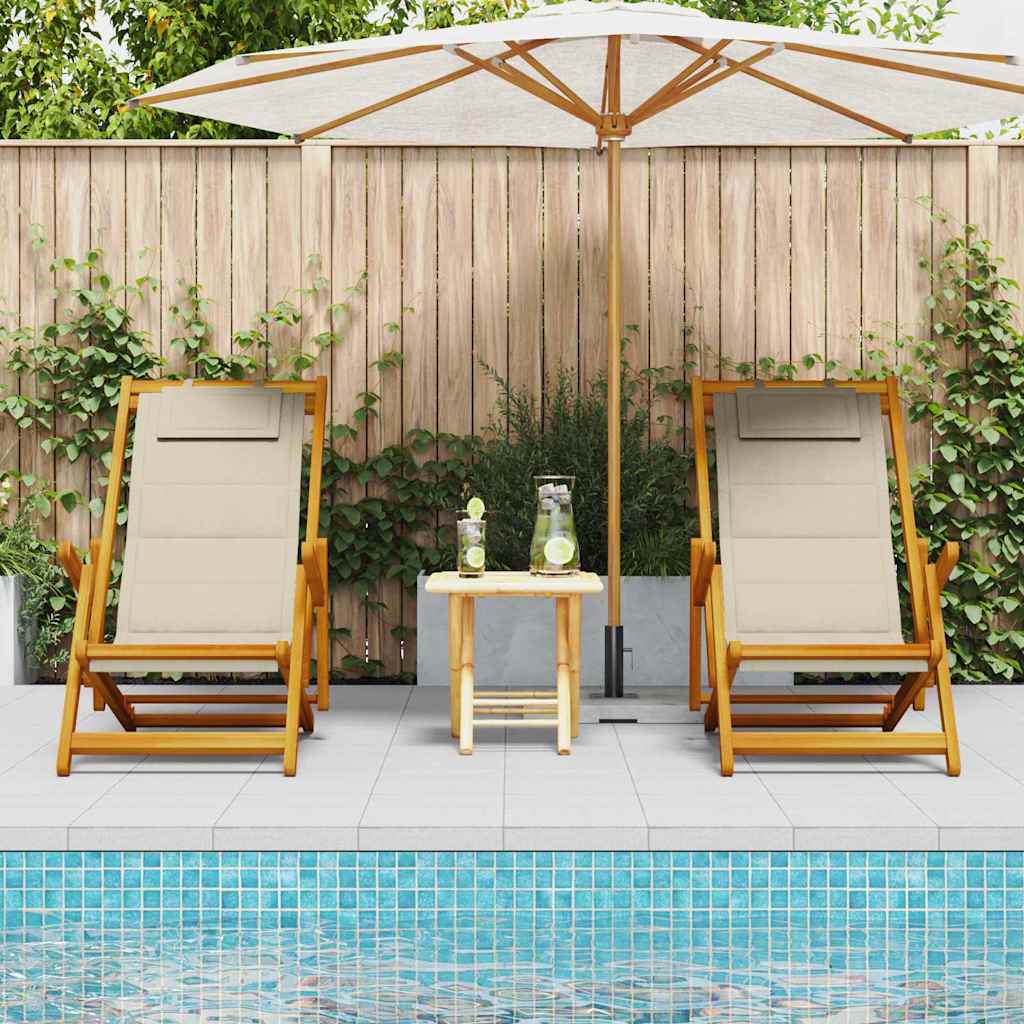 Sedia da spiaggia 2 pcs Marrone x Legno massello di acacia