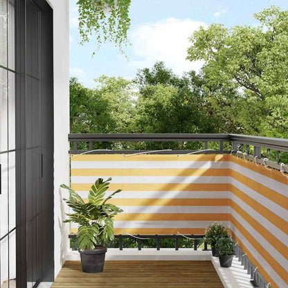 Paravento per Balcone Striscia Gialla e Bianca 75x800 cm