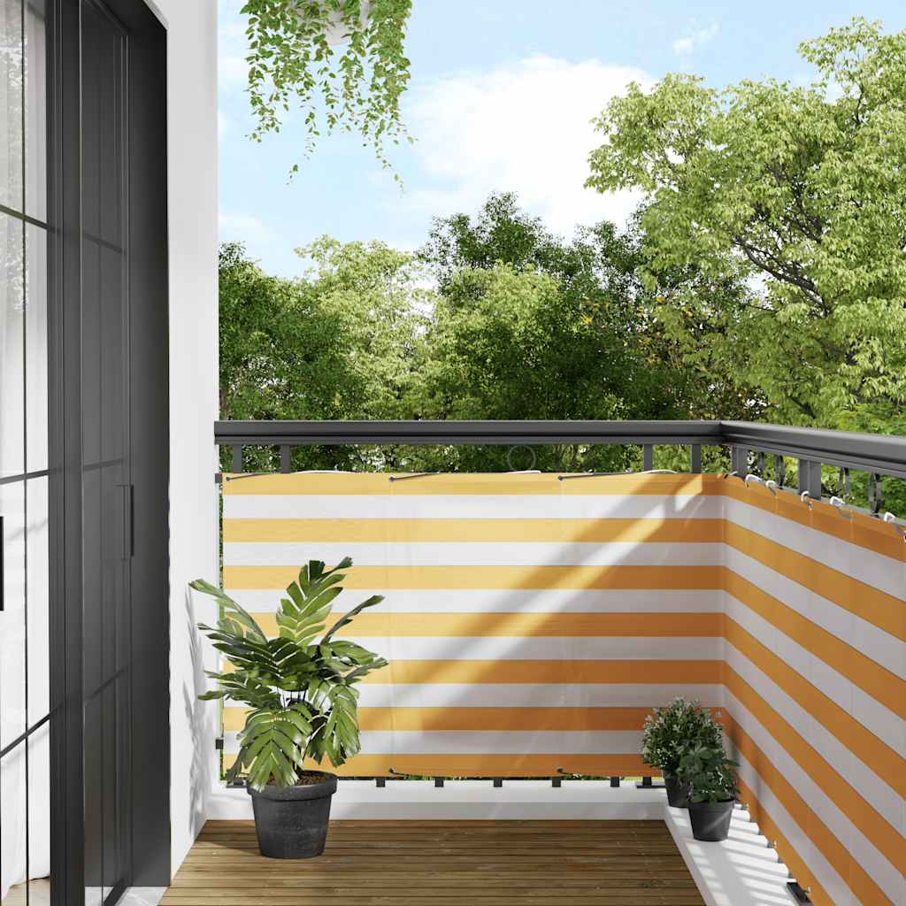 Paravento per Balcone Striscia Gialla e Bianca 90x700 cm