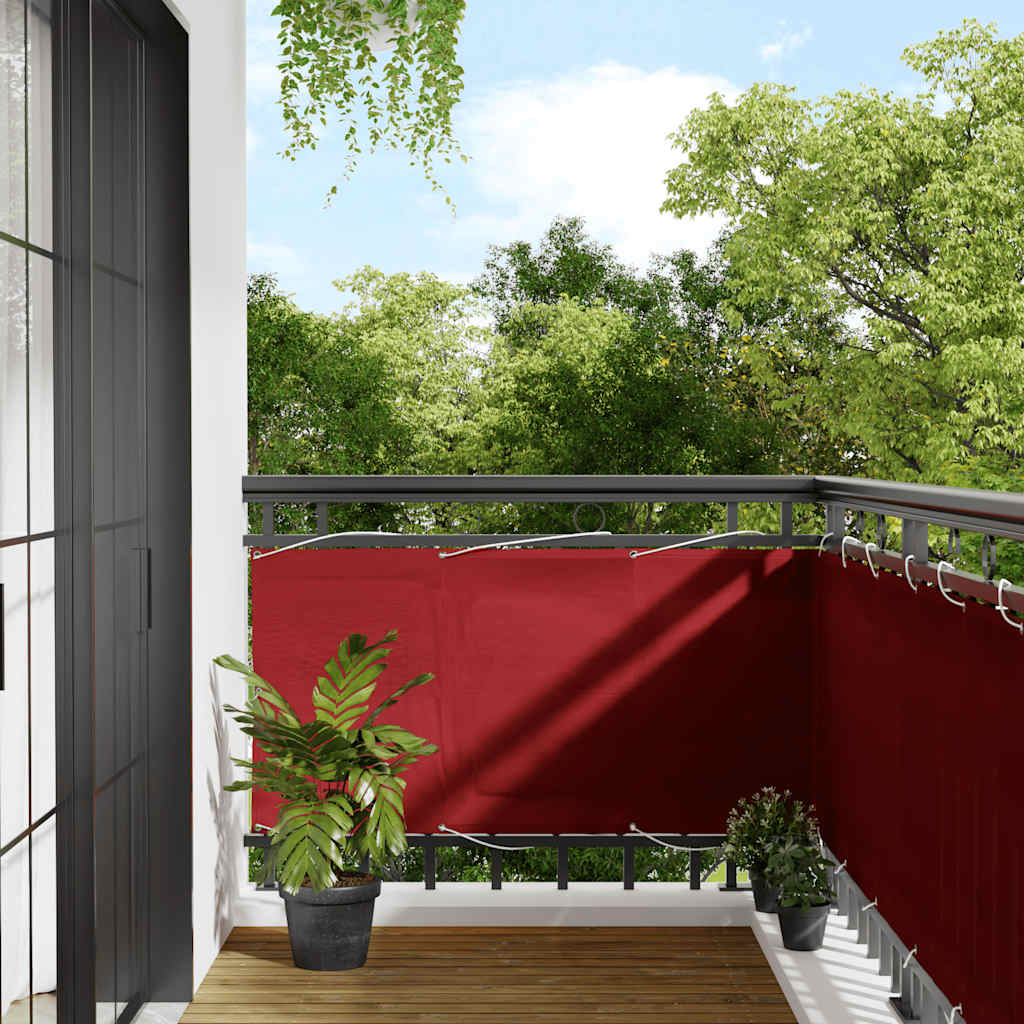Paravento da Balcone Rosso 75x700 cm 100% Poliestere Oxford