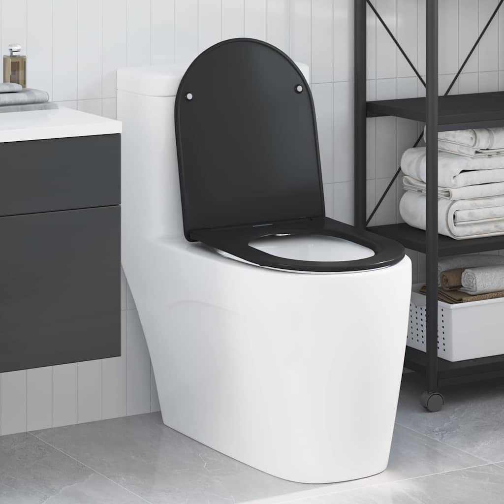 Sedile del WC Nero 47 x 36 x 3,4 cm Duroplast
