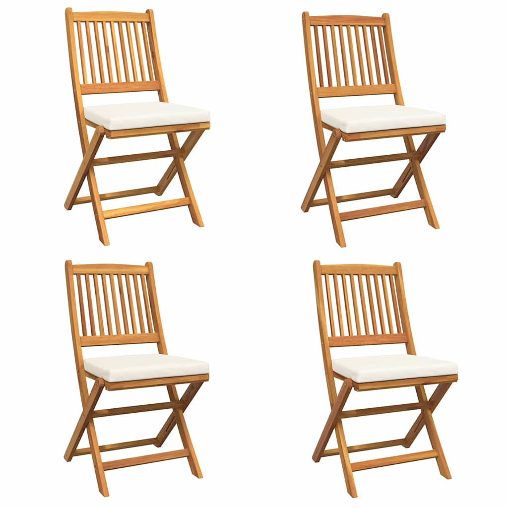 Sedia pieghevole con cuscino 4 pcs Bianco 49 x 57.5 x 92cm