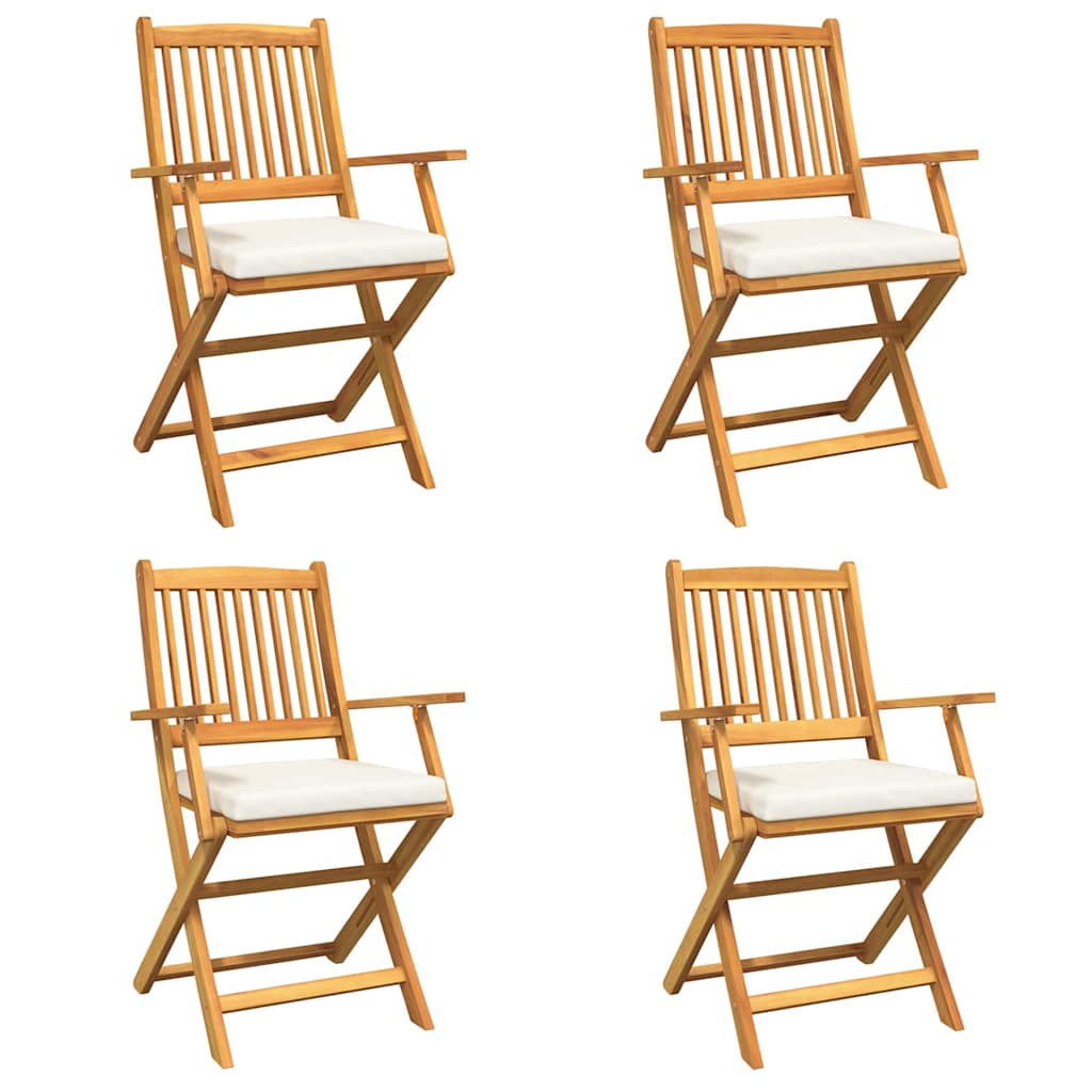 Sedia pieghevole con cuscino 4 pcs Bianco 49 x 57.5 x 92cm