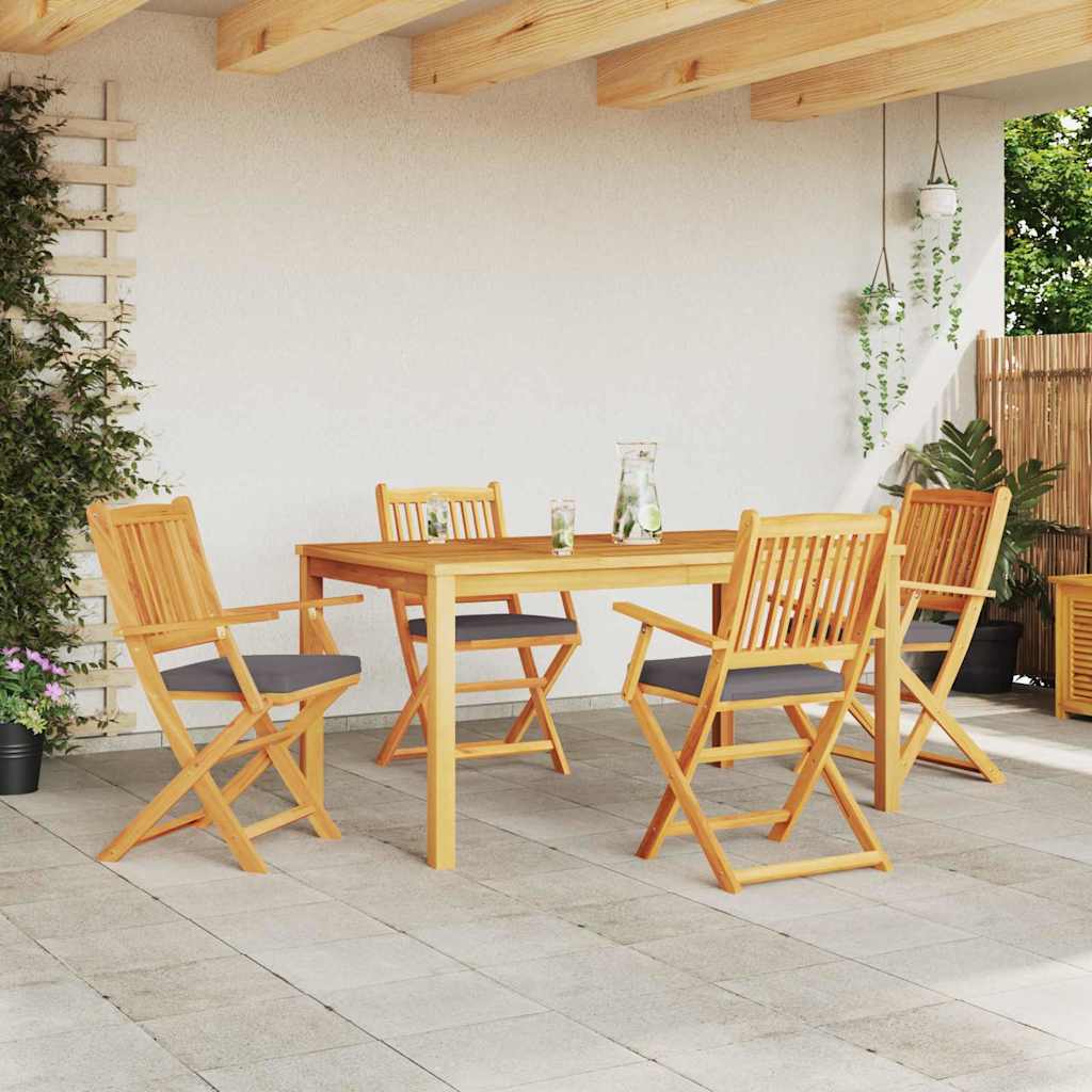 Sedia pieghevole con cuscino 4 pcs Grigio 49 x 57.5 x 92cm