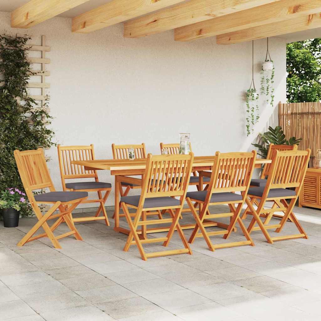 Sedia pieghevole con cuscino 8 pcs Grigio 49 x 57.5 x 92cm