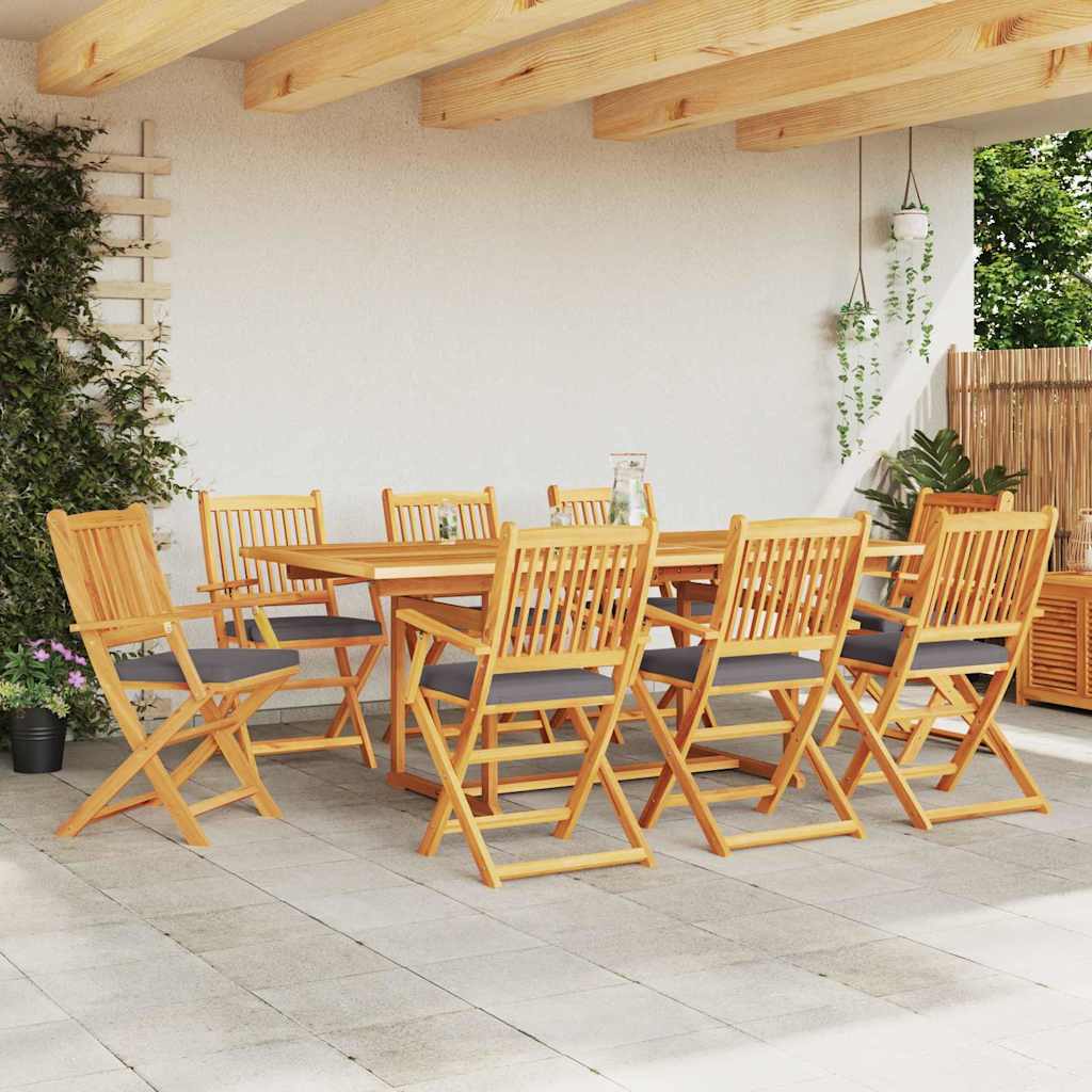 Sedia pieghevole con cuscino 8 pcs Grigio 49 x 57.5 x 92cm