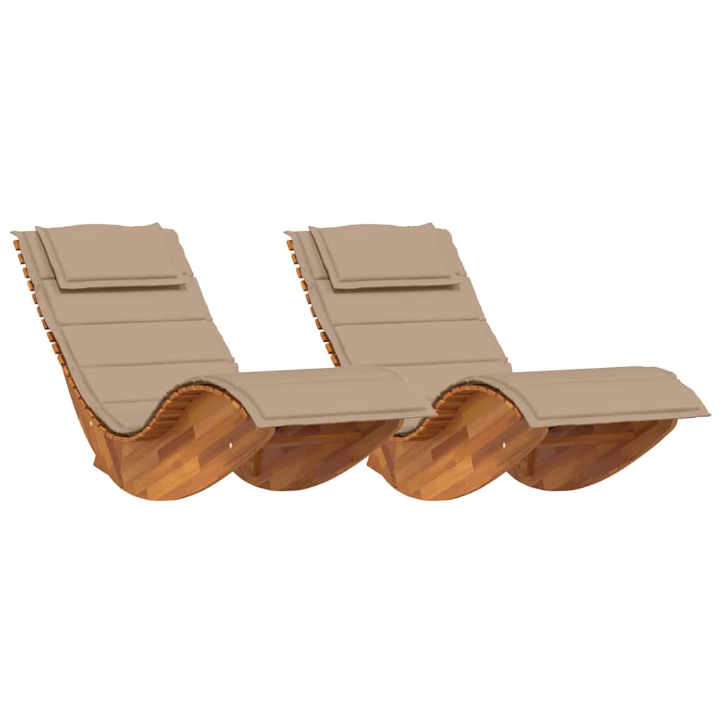 Lettino da sole 2 pcs Marrone Legno di Acacia Massello