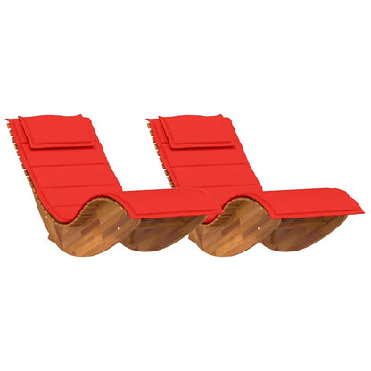 Lettino da sole 2 pcs Marrone Legno di Acacia Massello