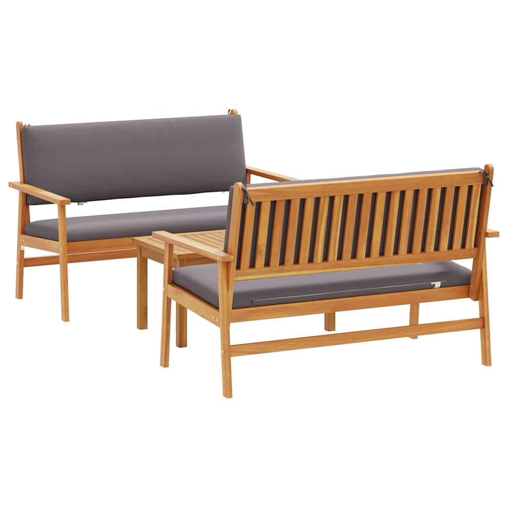 Set Divano da Giardino 3 pcs Marrone 120 x 65,5 x 79 cm