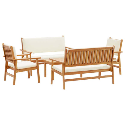 Set Divano da Giardino 5 pcs Marrone Legno di Acacia Massello