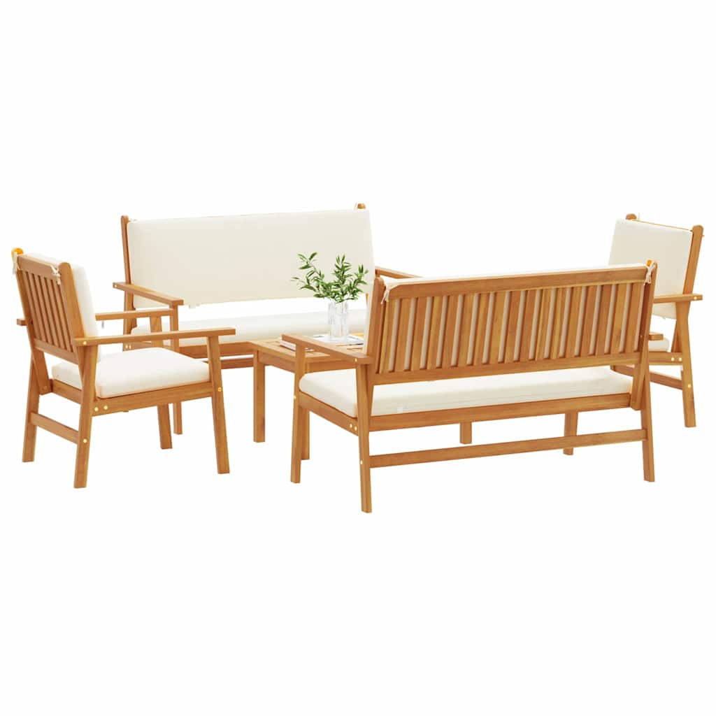 Set Divano da Giardino 5 pcs Marrone Legno di Acacia Massello
