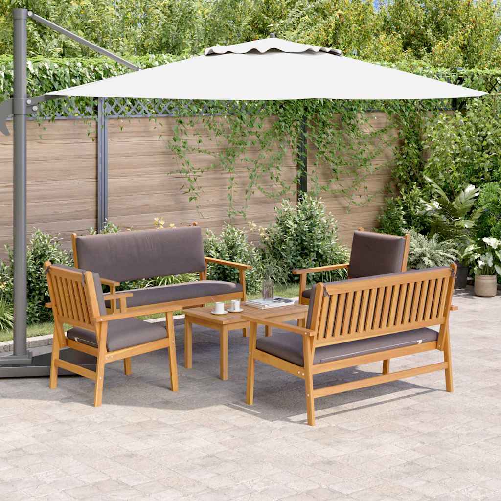 Set Divano da Giardino 5 pcs Marrone Legno di Acacia Massello