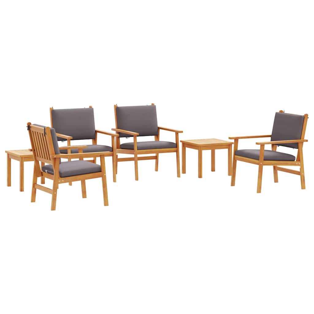 Set Divano da Giardino 6 pcs Marrone Legno di Acacia Massello