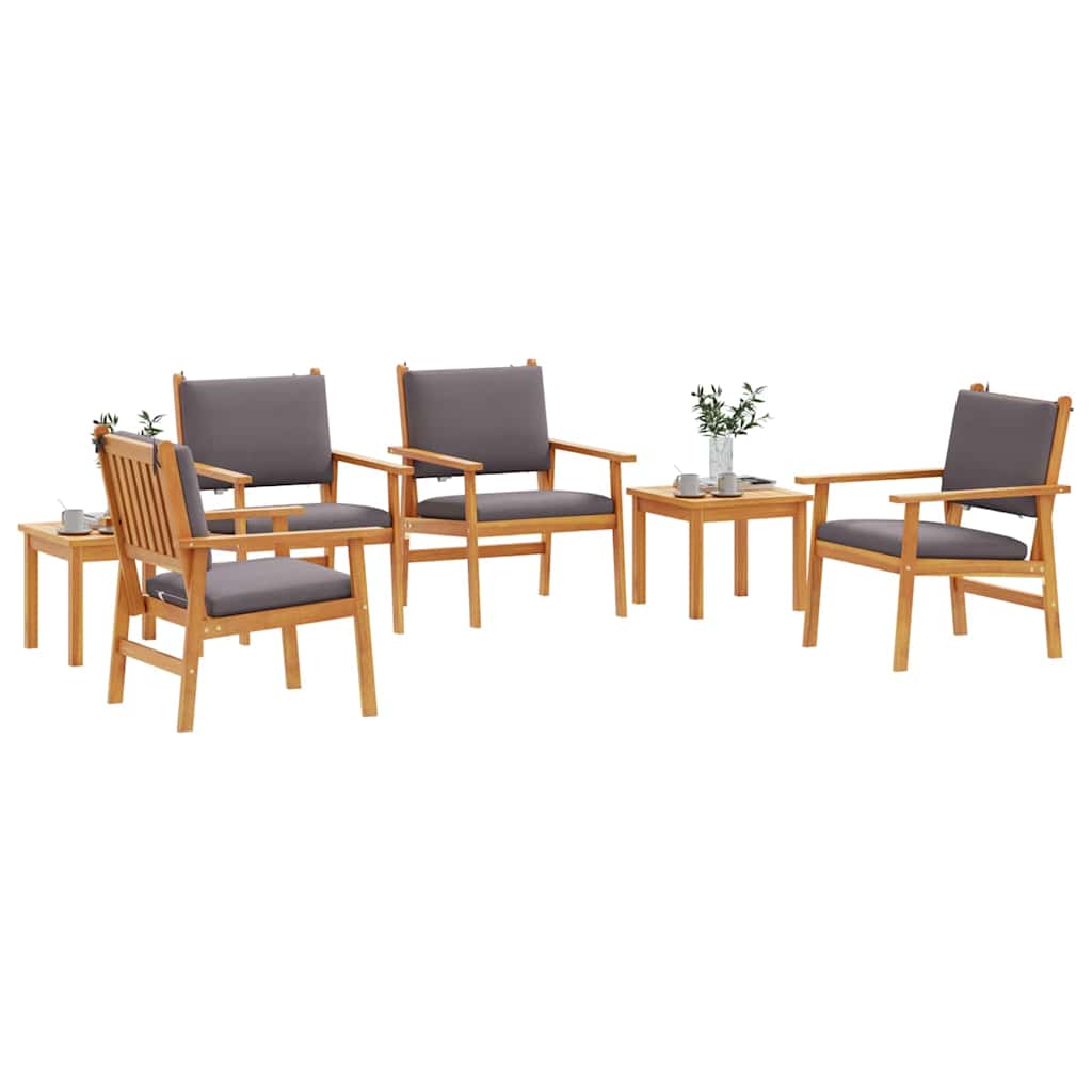 Set Divano da Giardino 6 pcs Marrone Legno di Acacia Massello